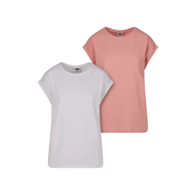 Imagen de Urban Classics Extended Shoulder 2PACK Camiseta básica, Mujer, Talla: XS, Lemonadepink white