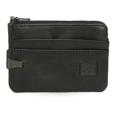 Imagen de Pepe Jeans Marshal Monedero con Tarjetero Negro 11x7x1,5 cms Piel
