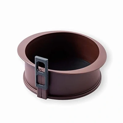 Imagen de Lacor Molde Redondo Desmontable fabricado en 100% Silicona Alimentaria Antiadherente con Base de Cristal, Cierre Seguro, Ideal para Pasteles y Tartas, Ø 20x7.5 cm, Marrón