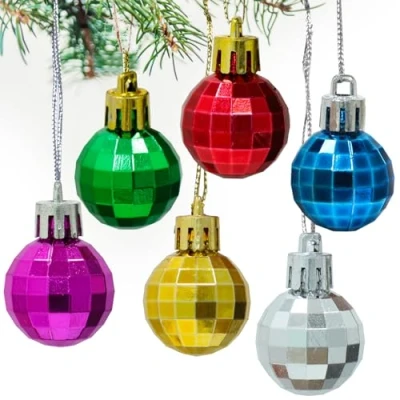 Imagen de BETESSIN 24 Piezas Colgante Bolas de Navidad, 3x3,5cm Adorno Pequeño Árbol Decoración Navideñas Ventanas Corona Navidad Hogar Oficina Restaurante Fiesta