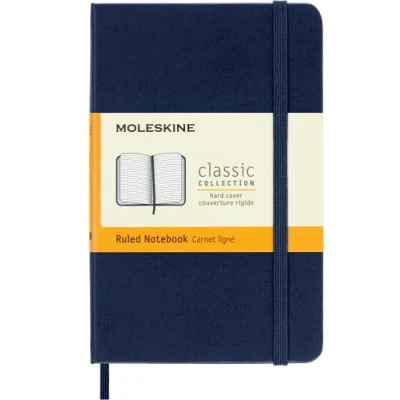 Imagen de Moleskine Cuaderno Clásico con Hojas Rayadas, Tapa Dura y Cierre Elástico, Color Azul Zafiro, Tamaño Pequeño 9 x 14 cm, 192