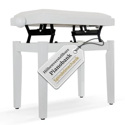 Imagen de Banco para piano Classic Cantabile en blanco brillante