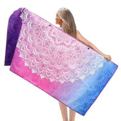 Imagen de Pameil toalla de playa XXL microfibra 200 x 100 cm, compacta y resistente a la arena, ligera secado rápido, viaje para playa, gimnasio, viajes, sauna