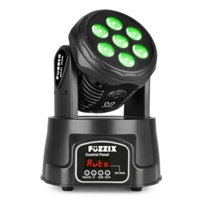 Imagen de Fuzzix MHC706 Cabeza móvil Wash 7 x 6 W RGBW LED, luz de discoteca, fiesta, efecto móvil, automático, modo sonido, cabezal DMX maestro esclavo, LED