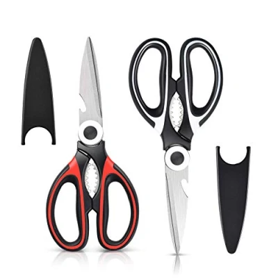 Imagen de Tijeras de Cocina multifunción(Pack 2),Acero Inoxidable,con Funda Protectora para Cuchilla,Usado Cortar Pollo, Pescado, Carne, Vegetales, Hierbas