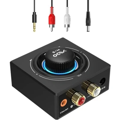 Imagen de YMOO Receptor Bluetooth 5.3 HiFi, Adaptador Audio Bluetooth, Salida RCA y 3,5mm AUX Jack, Conector para Dos Altavoces, Receiver Adapter Inalámbrico Amplificador/Estéreo/Smartphone/PC
