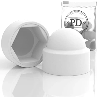 Imagen de PD® Tapas Protectoras hexagonales M10 (Ancho a través de Planos 17) Blanco para Tornillos plástico Tuercas y Cabeza Tornillo 25 Piezas