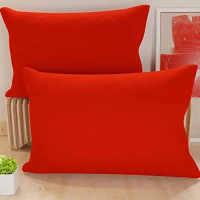 Imagen de PETTI ARTIGIANI ITALIANI Par de Fundas Almohada 60x40 cm, Pareja Funda Cojín Lisas Rojo, 100% Microfibra Hipoalergénica, Made in Italy