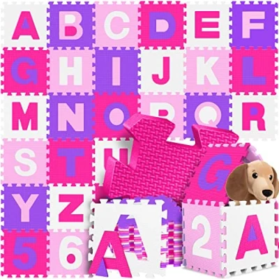Imagen de KIDIZ® 36 Piezas de Alfombra Rompecabezas, Juego para niños, Espuma, Rompecabezas números y Letras, Protectora, Blau