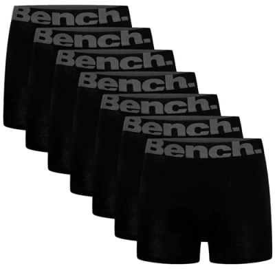Imagen de Bench,Paquete múltiple de calzoncillos tipo bóxer algodón transpirable para hombre, ajuste clásico, paquete 7, 9 y 10, ropa interior regalo, S, M, L, XL,Paquete 7 unidades, color negro