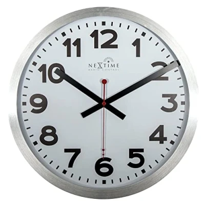 Imagen de NeXtime Reloj de pared Estación trenes &quot;STATION RCC&quot;, muy silencioso, radiocontrolado, blanco, redondo, ø 35 cm