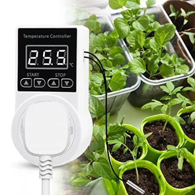 Imagen de Enchufe de Termostato Controlador Temperatura Acuario, Digital Salida 230V 16A con Sensor 3m, Regulador Refrigeración Calefacción