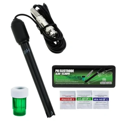 Imagen de Sonda de PH 0 14 Conector BNC, Cable 300cm para el medidor Monitor Controlador Sensor prueba, Kit reemplazo Acuario Hidroponía Planta Piscina Spa