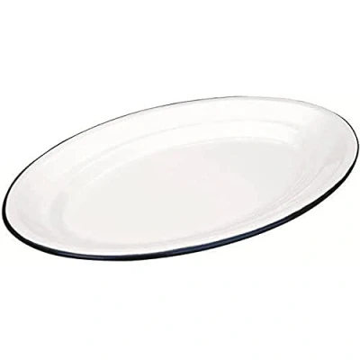 Imagen de Ibili Bandeja Ovalada 35x24 CMS, Stainless Steel, Blanco y Azul, 35 x 24 9 cm