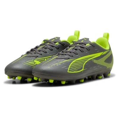 Imagen de Puma Ultra 5 PLAY MG JR Unisex Botas de fútbol con tacos para niños, Talla: 28, Matte aged silver/yellow alert Zapatos