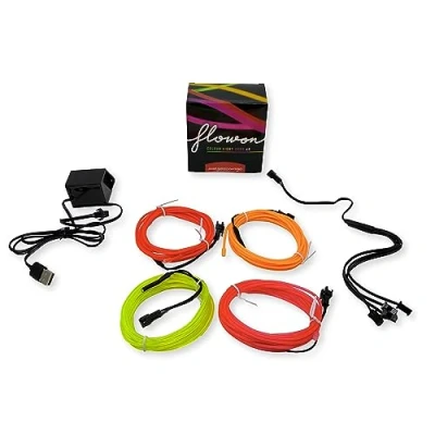 Imagen de JUEGACONMIGO FLOWON Cables LED Luces Colores Flexibles LED. 3 Modos de Funcionamiento. 7 metros Largo. Tiras Decoración fiestas halloween Color Light Cord (Multi x4)