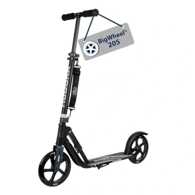 Imagen de HUDORA Scooter BigWheel 205 Rodillo de aluminio estable Patinete urbano ajustable y plegable con soporte Patín deportivo para niños adultos hasta 100kg