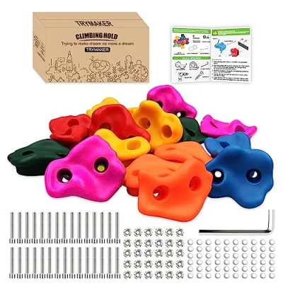 Imagen de Trymaker Soportes de escalada, pared escalada para niños, juego 15 empuñaduras niños y adultos al aire libre