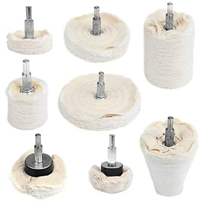 Imagen de WiMas 8 Piezas Blanco Rueda de Pulido, Algodón Pulidora Herramienta Almohadilla para Coche, Aluminio, Joyería, Acero inoxidable