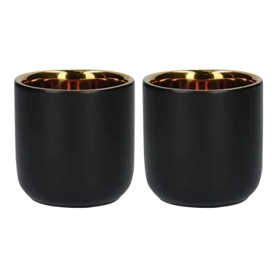 Imagen de La Cafetière Edited Juego De 2 Tazas Con Aislamiento Térmico, Color Negro Y Dorado