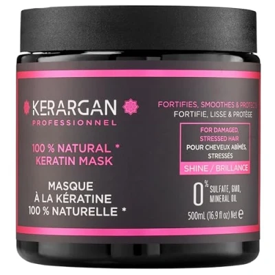 Imagen de Kerargan Mascarilla Capilar Ultra Reparadora con Queratina para Cabello Dañado y Estresado Fortalece, alisa protege Sin Sulfatos, GMO, Aceite Mineral 500ml