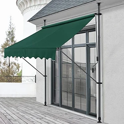 Imagen de Toldo articulado con armazón 250 x 120 220 309 cm Enrollable terraza balcón Protector de Sol Parasol Verde Oscuro