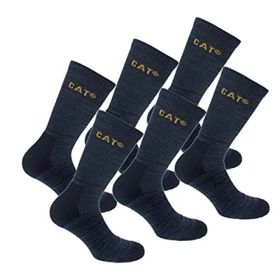 Imagen de Caterpillar Boot Socks 6 pares de calcetines algodón elástico, puntera y talón reforzados, adecuados para botas (Azul, 43 46)