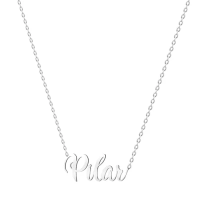 Imagen de various Collar Nombre Pilar Acero Inoxidable Colgante Personalizado Plateado para Mujer Regalos Personalizados Madres Niña Parejas, Mejor Amiga