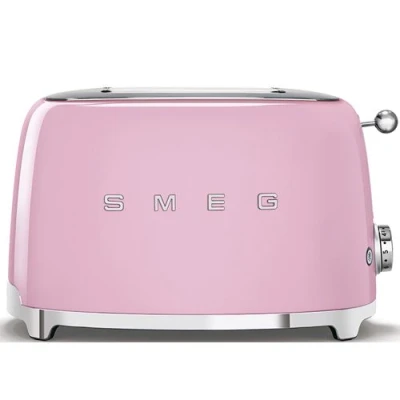 Imagen de Tostadora Smeg TSF01PKEU, 950 W, 2 rebanadas, ranuras, 50&#039;s Style, Acabado brillante, Rosa