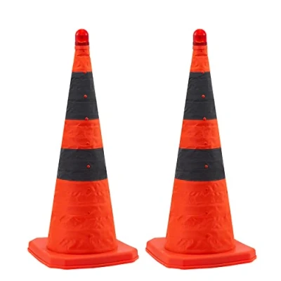 Imagen de 2 paquete de cono tráfico plegable 70cm / panel tráfico/cono Seguridad reflectante multifuncional, tamaño naranja: 28 pulgadas 70cm)