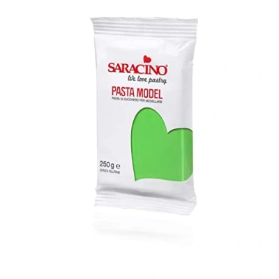 Imagen de Saracino Pasta Fondant Model Verde Claro para modelar De 250 g Sin Gluten Made in Italy