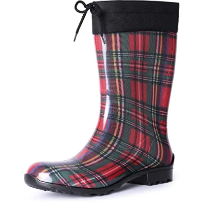 Imagen de Ladeheid Botas de Agua Impermeables para Mujer Antideslizantes Rubberboots Altas Lluvia en PVC Zapatos Mujeres LA 968 (Rojo/Red, 36 EU)