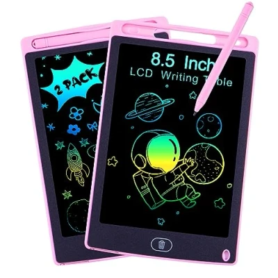 Imagen de PERMUST 2 Packs 8,5 Pulgadas Tableta Escritura LCD Color, Tablet Pantalla Colorido Infantil, Juguetes Educativo Niños con Borrable y Bloqueo Función, para el Hogar, Escuela, Rosa+Rosa