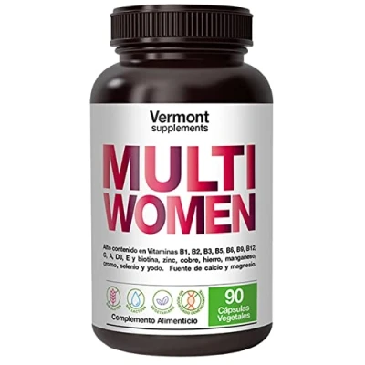 Imagen de Multivitamínico para Mujer con Biotina 90 Cápsulas de MULTI WOMEN, Avanzado Complejo que aporta 13 Vitaminas (A, B, C, D, E...), 9 Minerales y Nutrientes Activos Multivitaminas Vermont Supplements