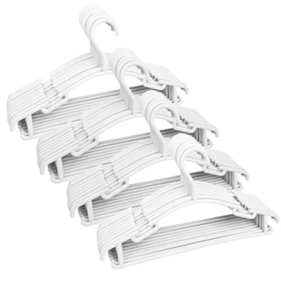 Imagen de Lectorias Pack de 40 Perchas Ropa Bebe Blanco 28 cm, Infantiles con Ganchos para Ahorrar Espacio para, Niños Duraderas Plástico Infantil Pantalones Abrigos Faldas