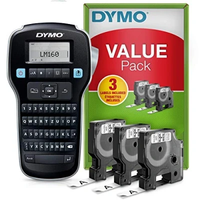 Imagen de Dymo LabelManager Juego de iniciación Dispositivo etiquetado portátil 160, con Teclado QWERTZ y fácil edición Texto, 3 Rollos, para Etiquetas D1 en Anchos