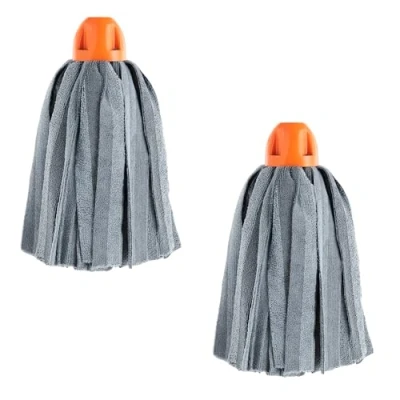 Imagen de MAYA Fregona MAX Pro Tiras. Limpieza para Todo Tipo de Suelos. 100 % Microfibra. Super Absorbente y No Raya. Rosca Universal. Pack 2 Fregonas (Naranja)