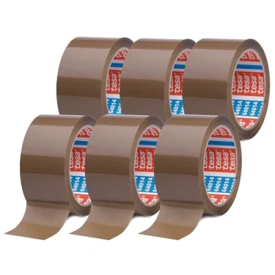 Imagen de tesa pack Cinta Adhesiva Universal para Embalar, Sellar y Empaquetar Resistente al Desgarro a los Rayos UV 66 m x 50 mm Paquete de 6 Rollos Marrón