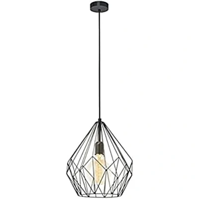 Imagen de Eglo lámpara colgante CARLTON, de suspensión con 1 bombilla, suspendida retro acero, color negro, casquillo E27
