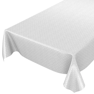 Imagen de ANRO Mantel de Hule Lunares Gris 120 x 140cm, Borde Corte