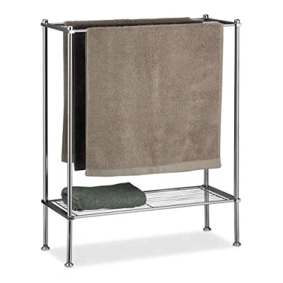 Imagen de Relaxdays Toallero de Pie Cromado con 3 Barras, Hierro PS, Plateado, 79x64x26 cm