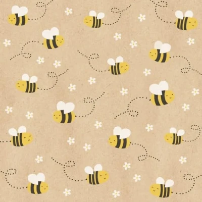 Imagen de 20 Servilletas de papel reciclado con motivos animales pequeñas abejas voladoras como decoración mesa. diseño. También para decoupage y decoupage, 33 x cm