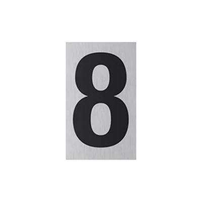 Imagen de Metafranc placa adhesiva &quot;8&quot; 100 x 60 mm de aluminio En moderno aspecto acero inoxidable Parte trasera autoadhesiva, señalización, informativa, marca comercial / 507370