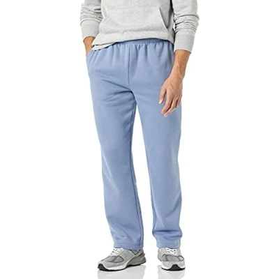 Imagen de Amazon Essentials Pantalones Deportivos de Forro Polar con Parte Inferior Abierta (Disponibles en Tallas Grandes y Largos Especiales) Hombre, Tejano, S