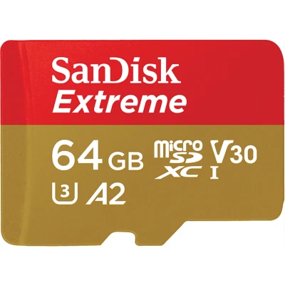 Imagen de Tarjeta Micro SDXC SanDisk Extreme®, 64GB, Hasta 170 MB/s, U3, V30, A2, C10, Apta Drones, 4k UHD, Multicolor