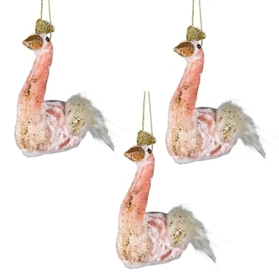 Imagen de 3 Piezas de Cisne Rosa Claro 12 x 13 cm Decoración Colgante para árbol Navidad, Adornos Decorativos Festivos, Navidad con temática Cuento Hadas