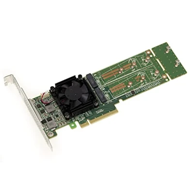Imagen de KALEA INFORMATIQUE Tarjeta controladora M2 PCIe 3.0 x8 para 2 SSD M.2 NVMe M Key. Chipset PLX PEX 8747 32 GB por SSD, 64 G en total. Perfil alto y bajo.