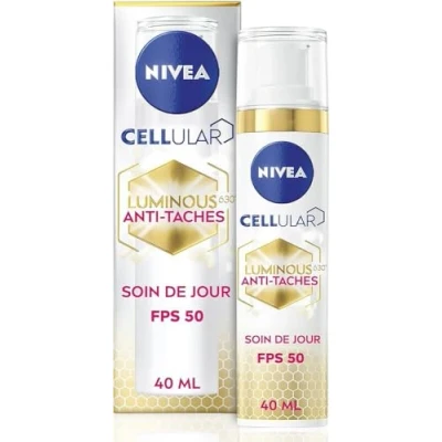 Imagen de NIVEA Cellular Luminous 630® cuidado de día SPF 50 antimanchas (1 x 40 ml), facial enriquecido con ácido hialurónico y vitamina E, perfeccionador la tez femenina
