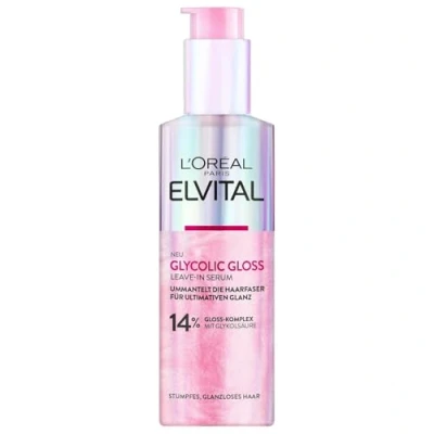 Imagen de L&#039;Oréal Paris Elvital Glycolic Gloss Serum para cabello opaco y opaco, cuidado del una suavidad intensa brillo definitivo, con ácido glicólico, 150 ml