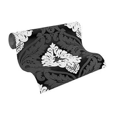 Imagen de Livingwalls papier peint intissé Flock classique néo baroque 10,05 m x 0,53 blanc métallisé Made in Germany 554338 5543 38